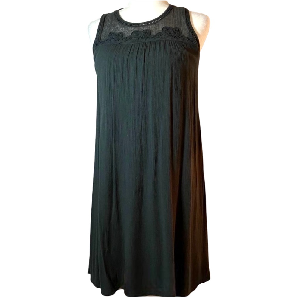 XHILARATION Gray Ribbon Roses Mesh Panel Sleeveless Pullover Dress Size Medium